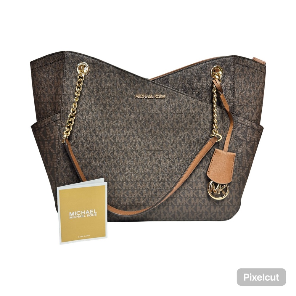 Michael Kors Jet Set Travel Large Shoulder Tote Bag, Brown& Tan, New with Tags